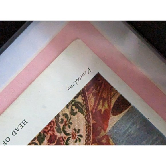 Small Art Head of a Young Woman Vintage Post Card Framed & Matted Dress Hat 1920 - Picture 5 of 7